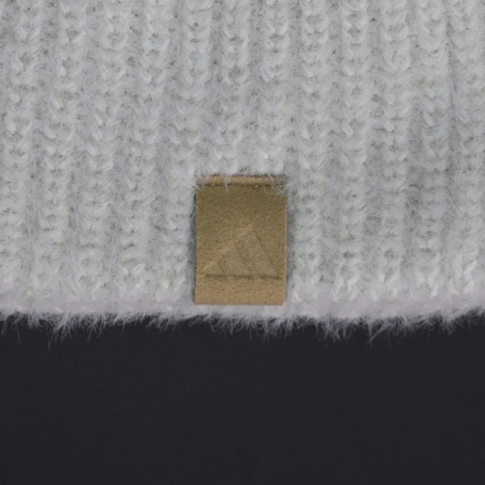 Adidas Women's Lifestyle Non Fold Beanie Knit Hat Cap Beige/White JL1134 NEW